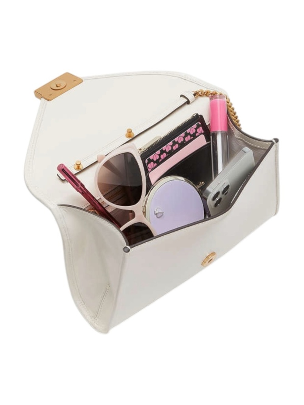 Kate Spade Beige / Off White Leather Envelope Convertible Clutch Crossbody Bag - Picture 5 of 8